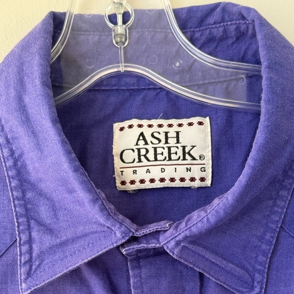 Vintage ASH CREEK Western Snap Button Up Shirt Purple 80s 90s Size L XL - Picture 3 of 6